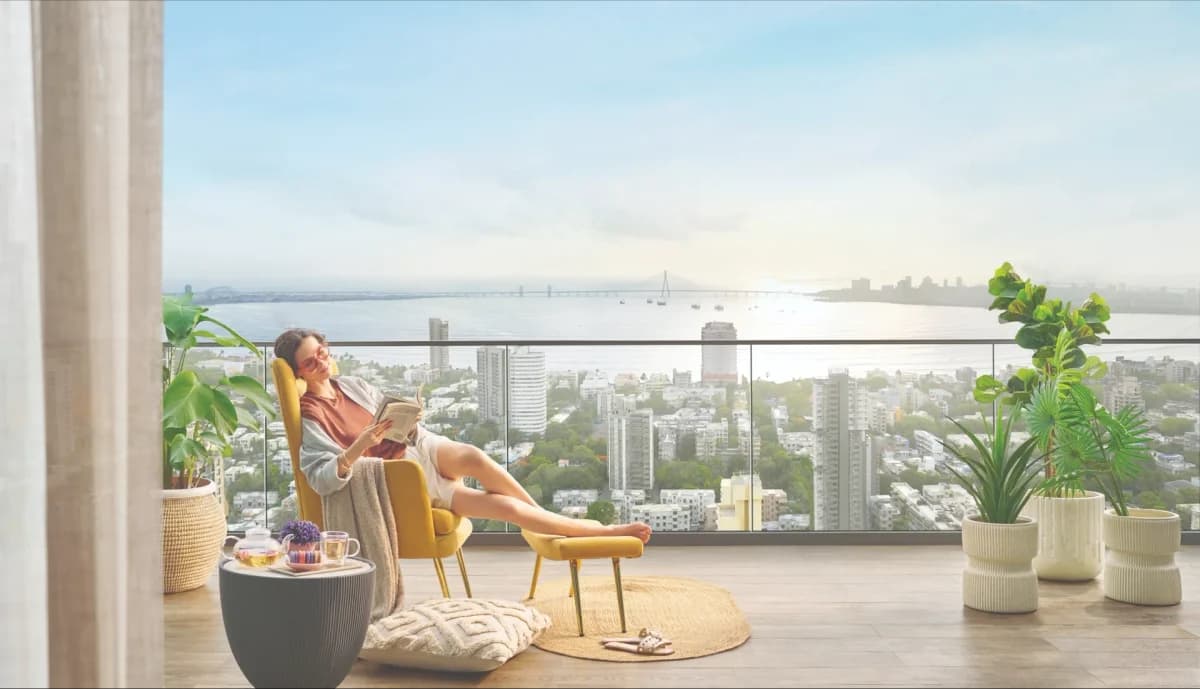Rustomjee 180 Bayview’s official lifestyle image with views over Mumbai